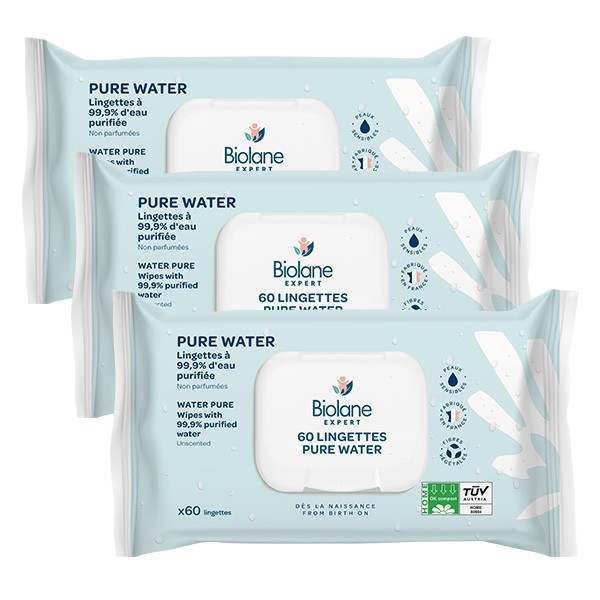 Lingettes Eau Pure Biolane - Peaux Sensibles
