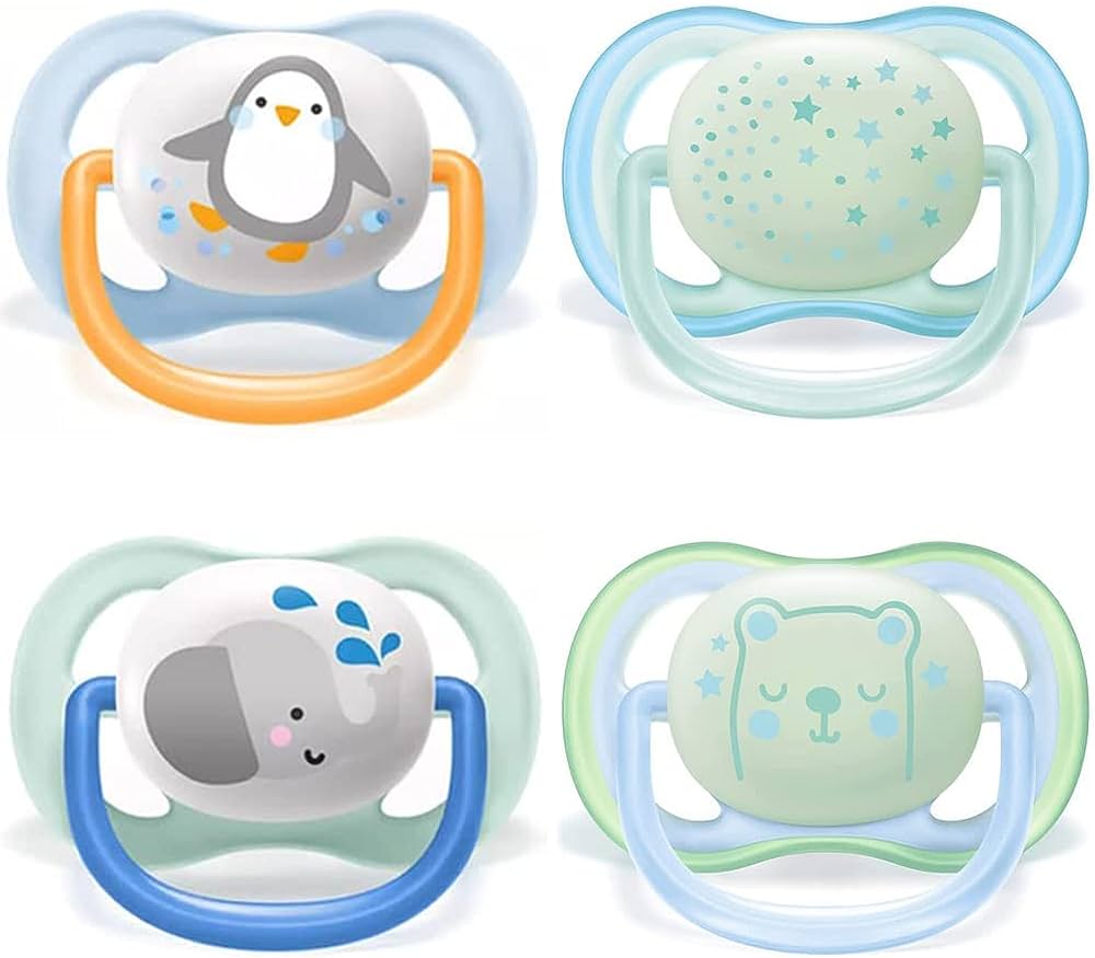 Lot de 4 sucettes phosphorescentes silicone pour bébé