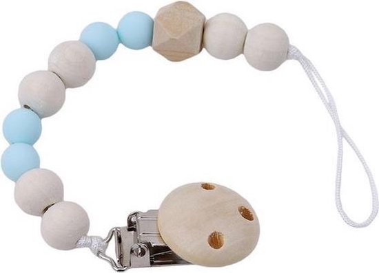 Attache sucette perles bois personnalisée rose mint