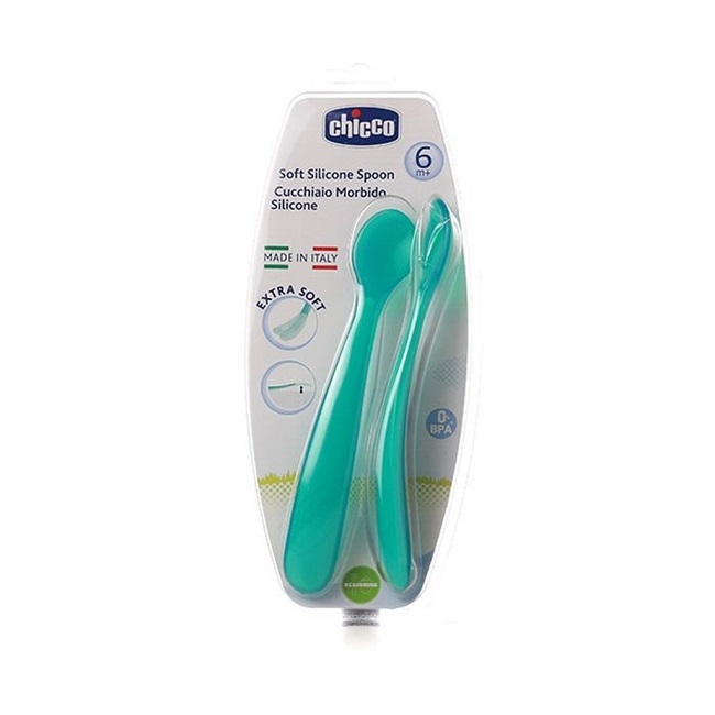 Lot de 2 cuillères souples en silicone - Dès 6 mois (Vert)