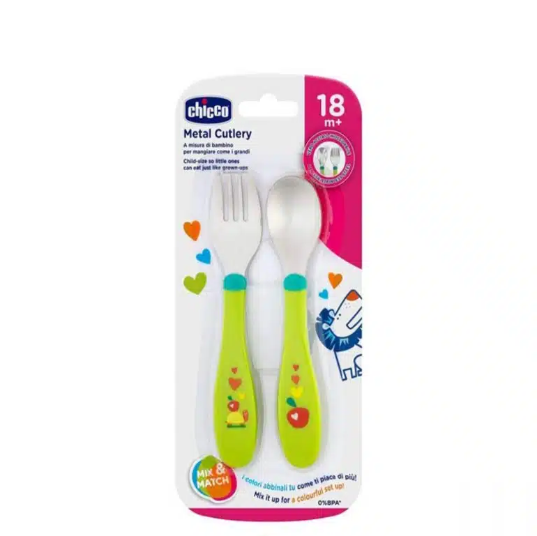 Set de couverts en métal enfant Chicco - Bleu