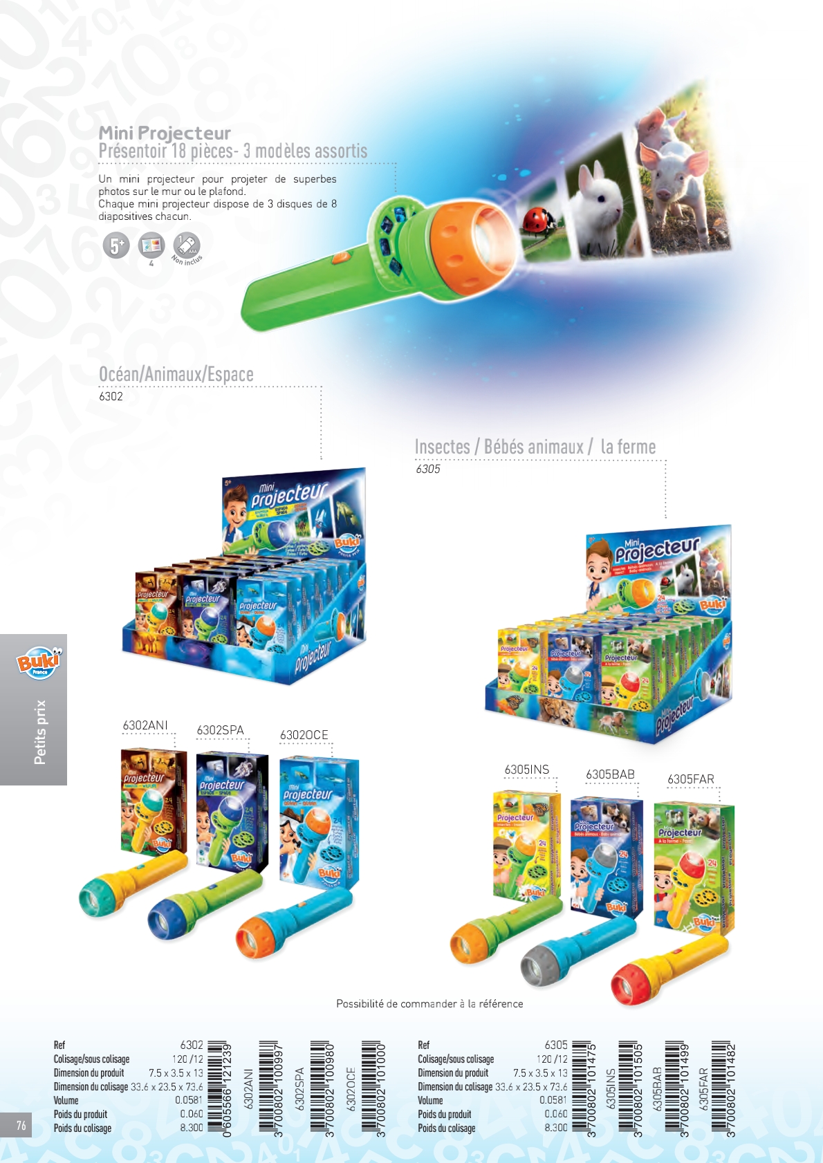 Mini Projecteur Animaux 24 Diapositives avec Lampe Torche