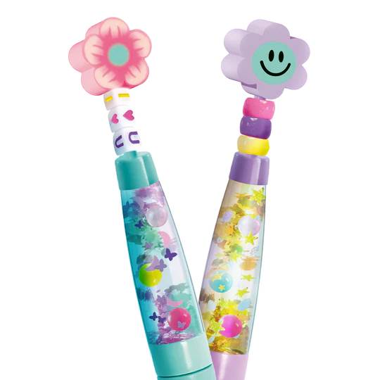 Stylos Fleur à Paillettes - Lot de 2