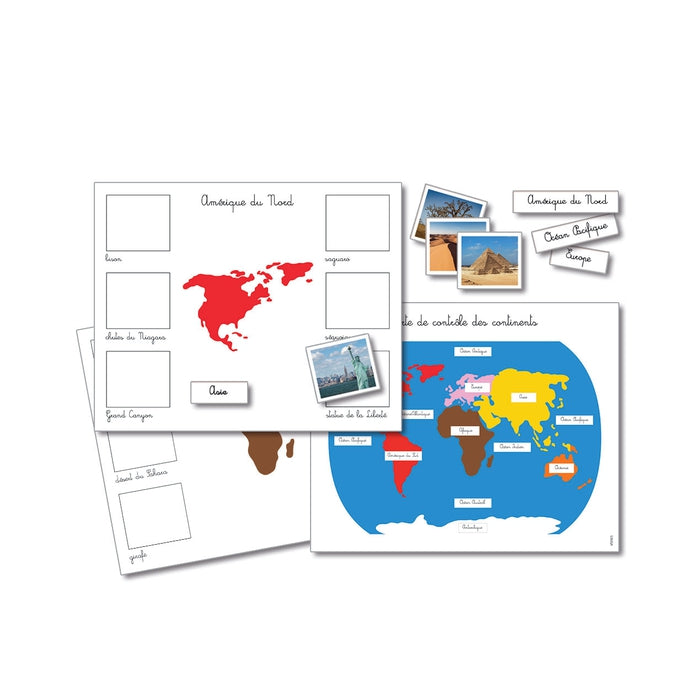 Cartes de géographie Montessori - Cabinet du monde avec étiquettes