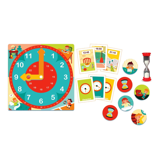 Horloge d'apprentissage Tic Tac avec cartes et sablier