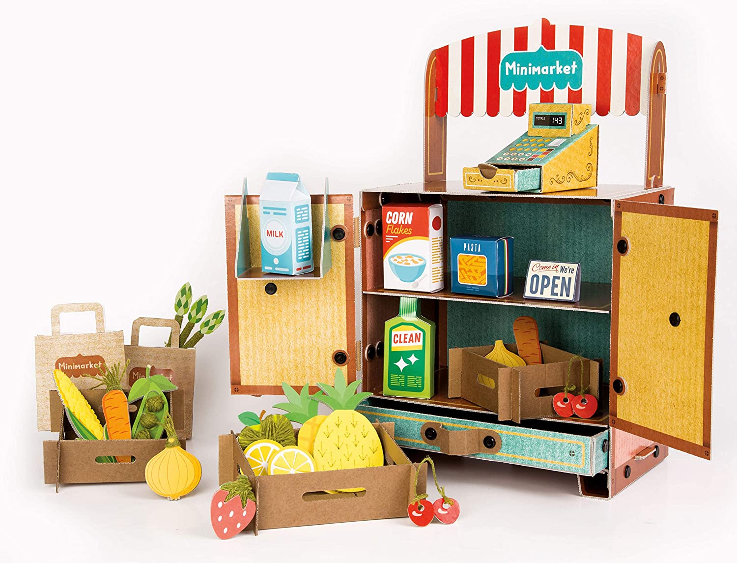 Mini Market en carton avec accessoires - Jeu créatif