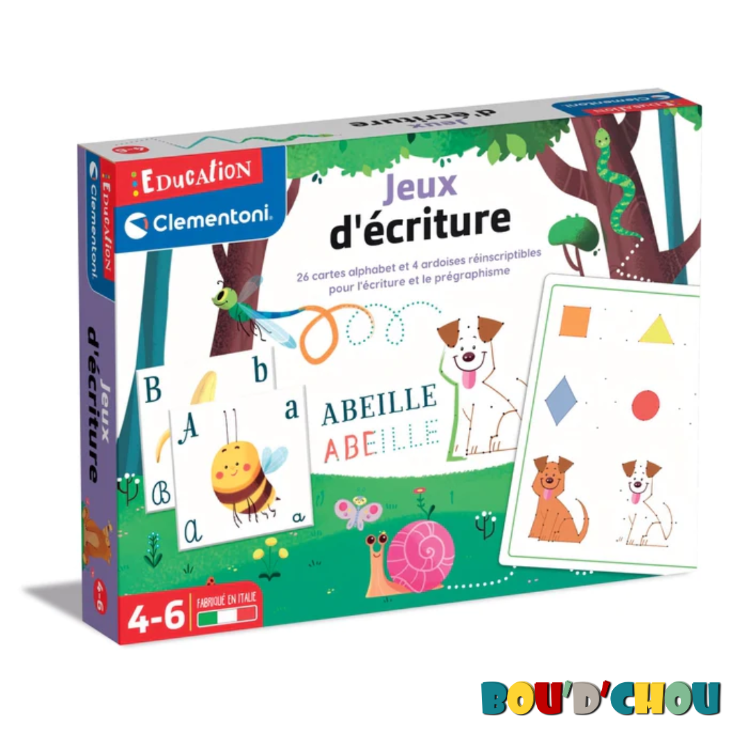 Jeu d'écriture alphabet Clementoni - 26 cartes et ardoises effaçables