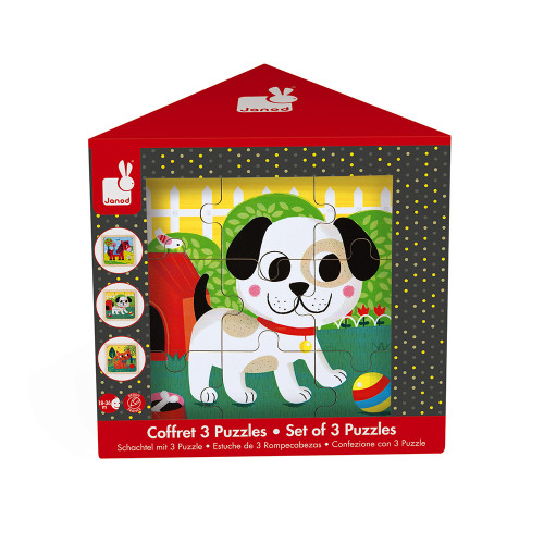 Coffret 3 Puzzles 9 Pcs Bois