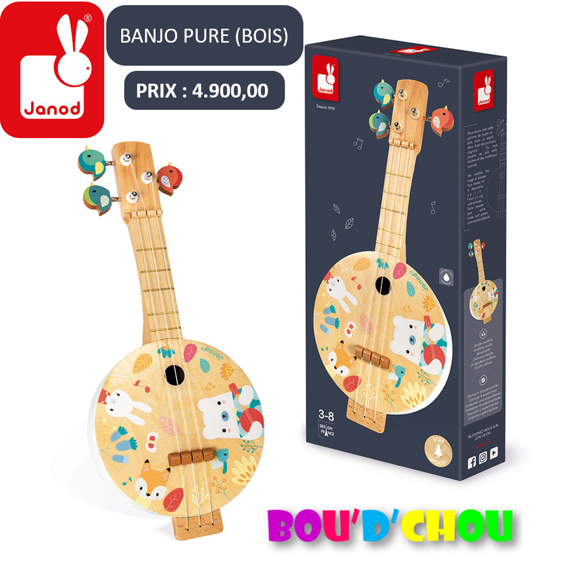 Banjo Pure en Bois - Instrument Musical Janod