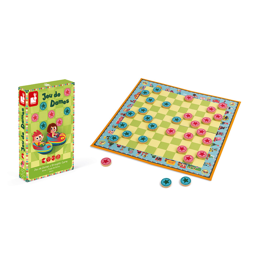 Jeu De Dames Carrousel Bois Et Carton (2)