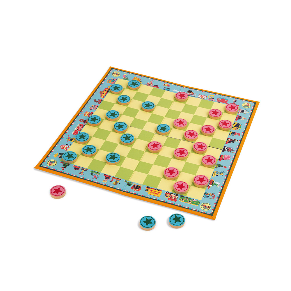 Jeu De Dames Carrousel Bois Et Carton (1)