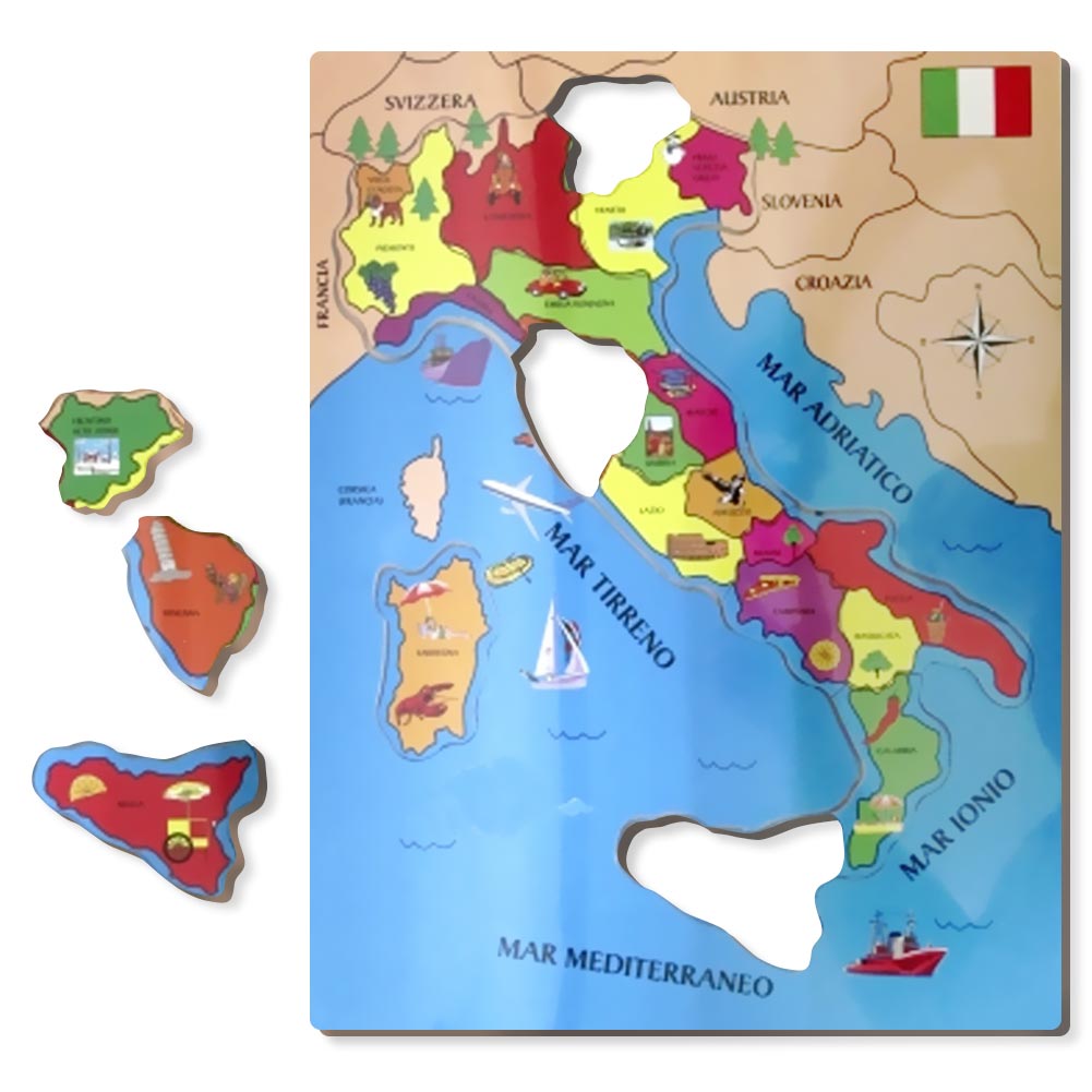 Puzzle Carte d'Italie Magnétique 20 Pièces