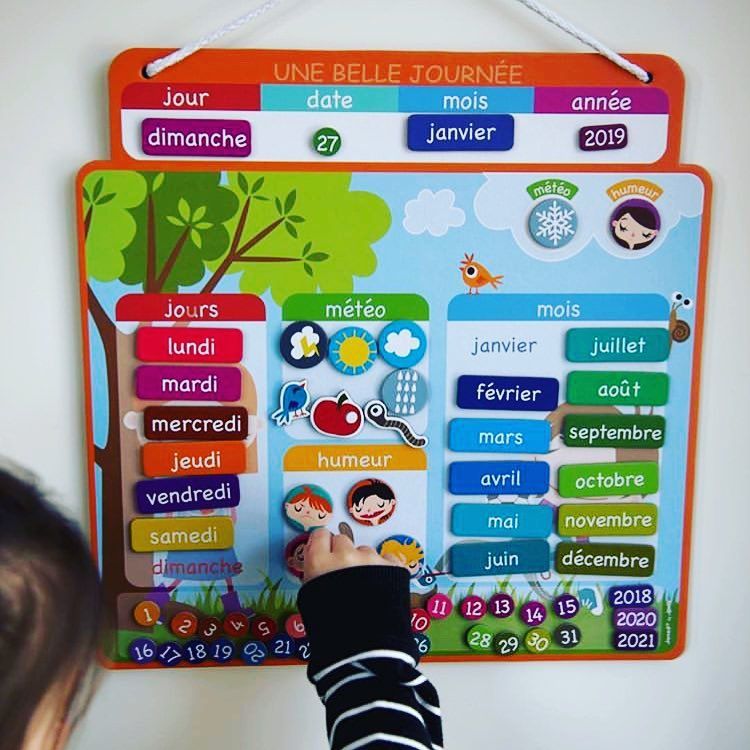 Calendrier Magnétique Français Janod - Apprentissage du Temps et des Saisons