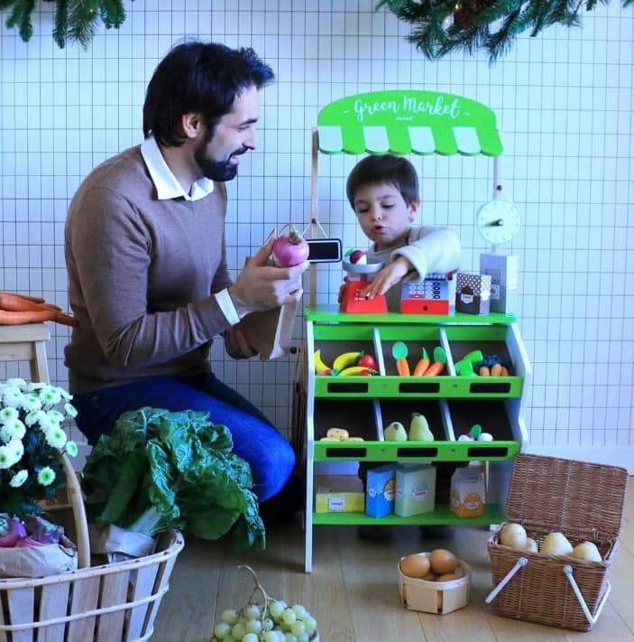 Épicerie Green Market en bois avec 32 accessoires
