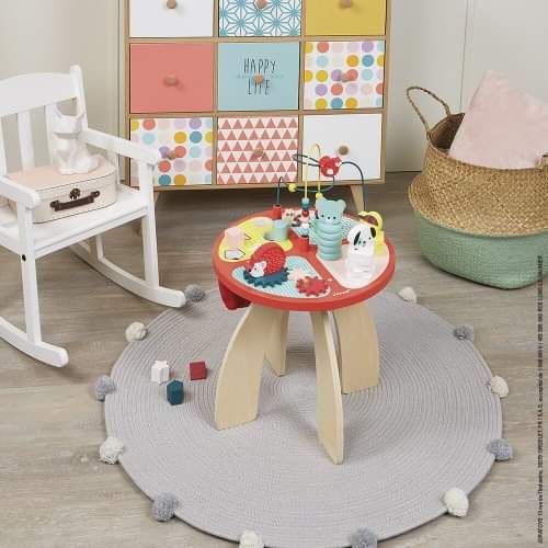 Table d'activités bébé Janod en bois - Centre d'éveil multi-jeux