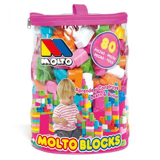 Sac de 80 blocs de construction roses Molto