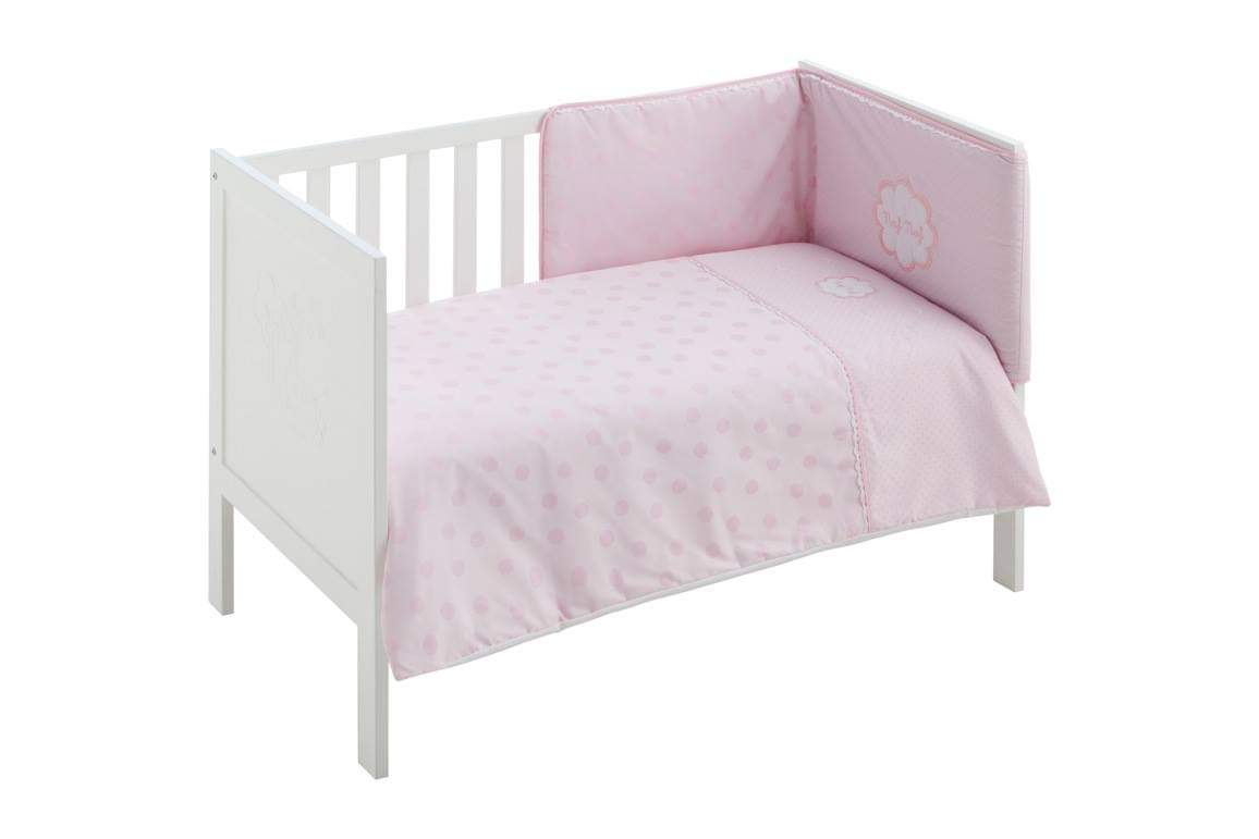 Parure de lit bébé rose nuages - 3 pièces