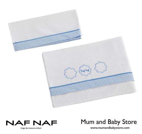 Ensemble draps berceau nuages bleu coton NAFNAF