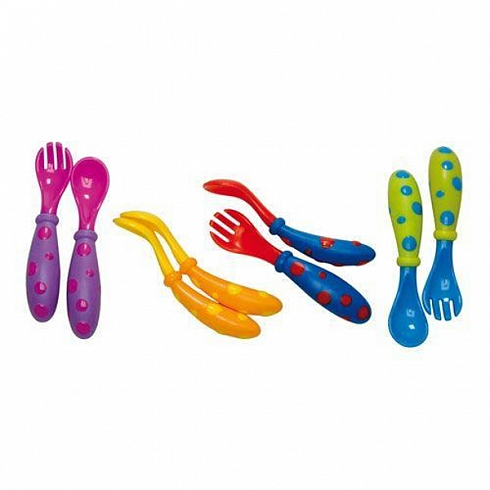 Set de couverts Nuby pour enfant - Cuillère et fourchette adaptées