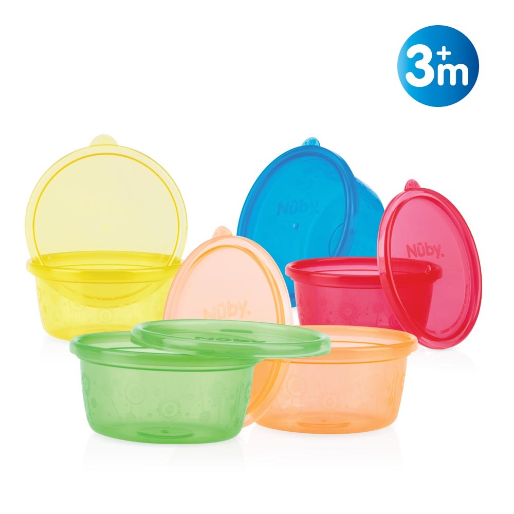 Lot de 6 bols avec couvercles colorés et ventouses Nuby