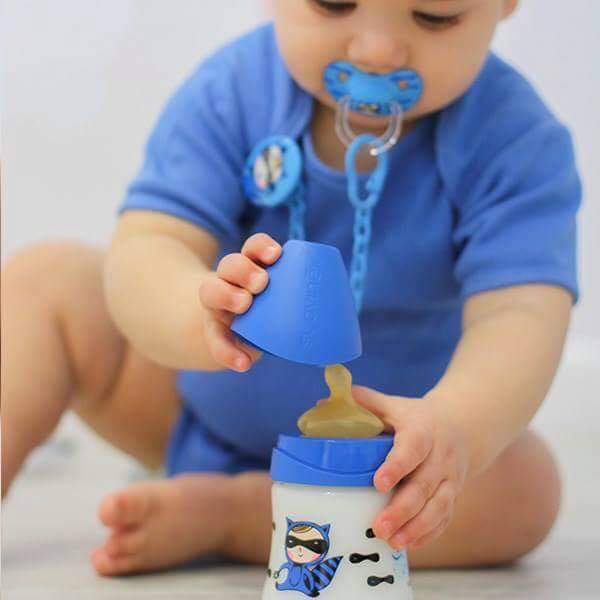 Biberon avec tétine physiologique bleu Suavinex