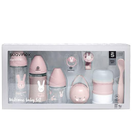Coffret Welcome Baby Rose - 3 Biberons et Sucette Suavinex