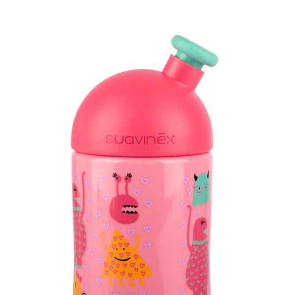 Gourde enfant 500 ml rose Suavinex - Acier inoxydable hermétique
