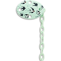 Attache sucette Suavinex motif hirondelles menthe