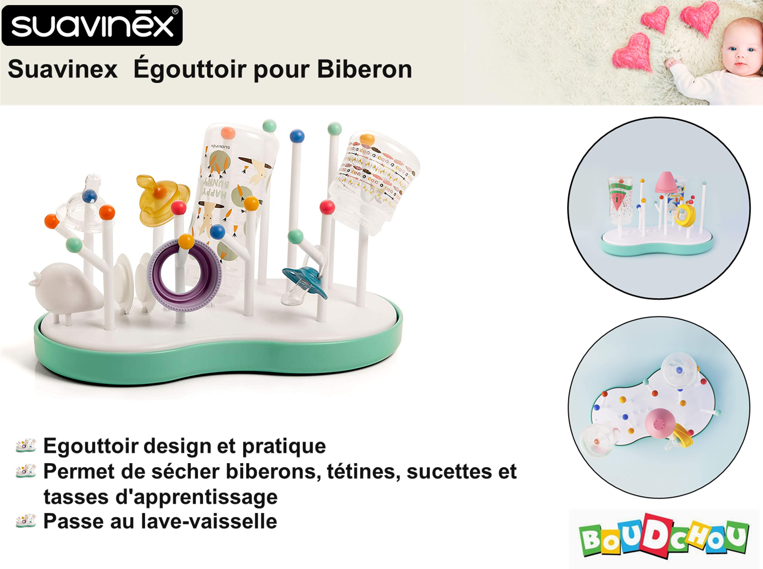 Égouttoir à biberons Suavinex - capacité 5 biberons