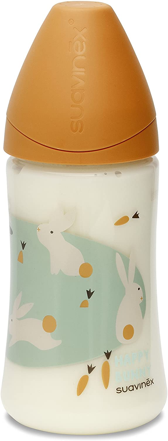 Biberon Anti-Colique Lapin Carottes 270ml - Tétine Ronde Latex