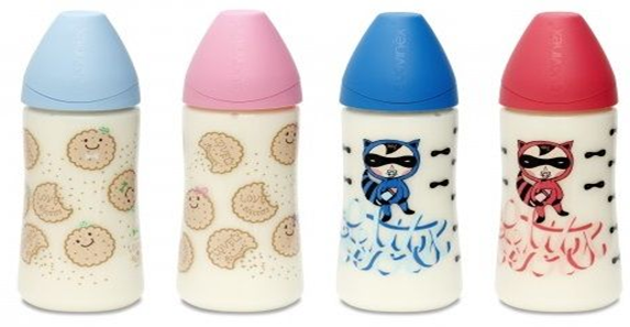 Biberon Suavinex avec tétine motifs enfants