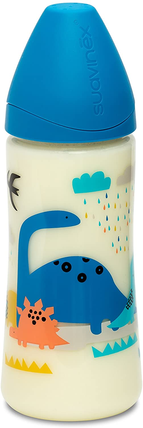 Biberon Dinosaure Suavinex - Tétine Silicone 3 Vitesses 360ml Dino Jaune