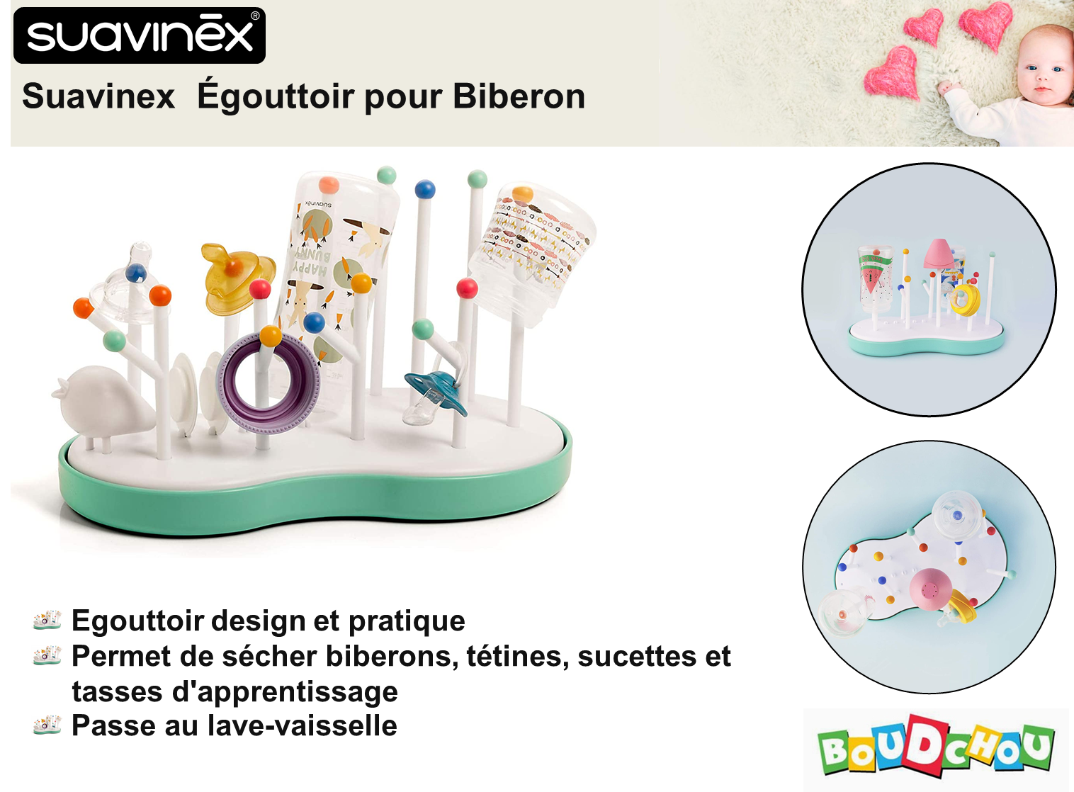 Égouttoir à biberons et tétines Suavinex